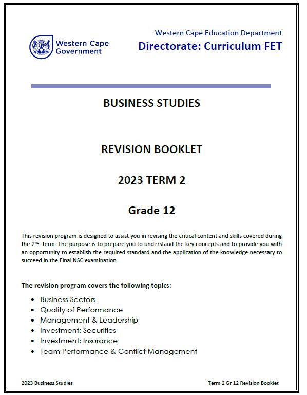 business studies grade 12 term 2 presentation memorandum 2023